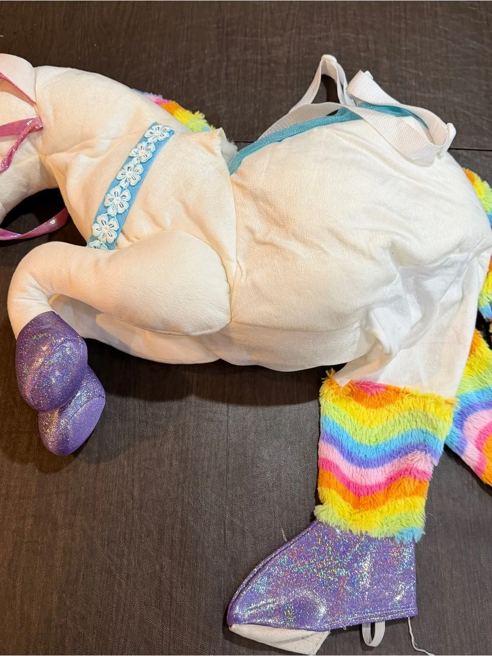 Plush Rainbow Unicorn Costume Boots - White and Multicolor - Picture 2 of 7